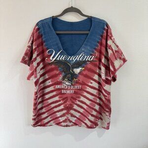 Vintage Yuengling Beer T-shirt 2X / 3X American Eagle Red White Blue Tie Dye